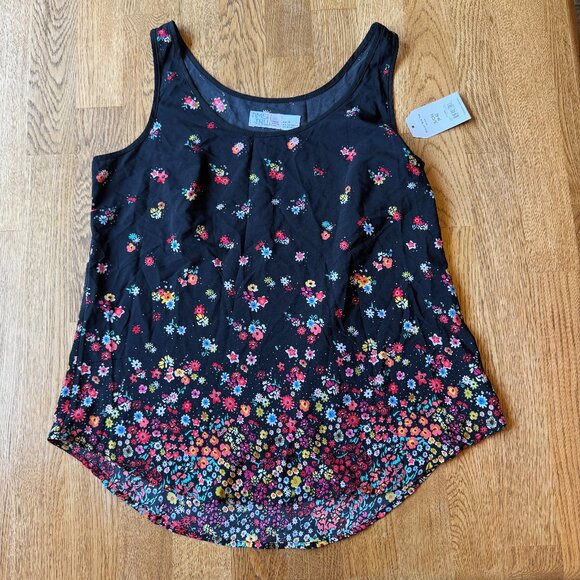Time and Tru Black Floral Tank Top Size Small NWT - Picture 1 of 5